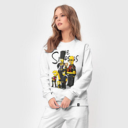 Костюм хлопковый женский Семейка Симпсонов в кожаной одежде с заклёпками, цвет: белый — фото 2