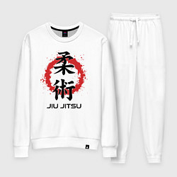 Костюм хлопковый женский Jiu jitsu red splashes logo, цвет: белый