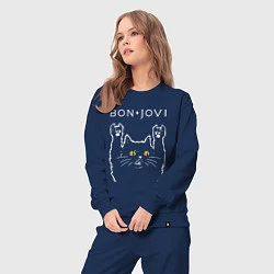 Костюм хлопковый женский Bon Jovi rock cat, цвет: тёмно-синий — фото 2