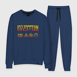 Костюм хлопковый женский Led Zeppelin - logotype, цвет: тёмно-синий