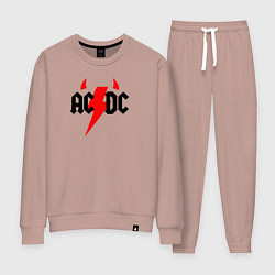 Костюм хлопковый женский AC DC - рога, цвет: пыльно-розовый