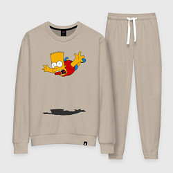 Костюм хлопковый женский Барт Симпсон - падение, цвет: миндальный