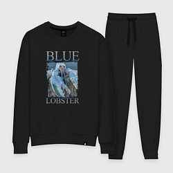 Костюм хлопковый женский Blue lobster meme, цвет: черный