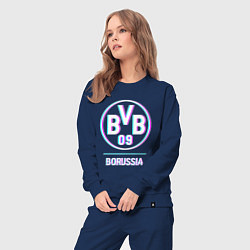 Костюм хлопковый женский Borussia FC в стиле glitch, цвет: тёмно-синий — фото 2
