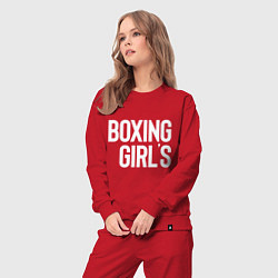 Костюм хлопковый женский Boxing girls, цвет: красный — фото 2