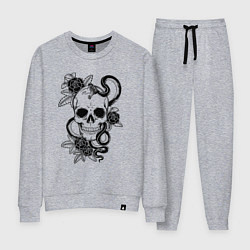 Костюм хлопковый женский Калавера - мексиканский символ Дня мертвых, цвет: меланж
