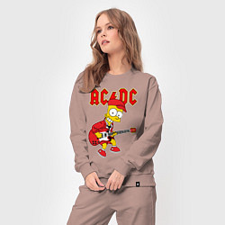 Костюм хлопковый женский AC DC Барт Симпсон, цвет: пыльно-розовый — фото 2