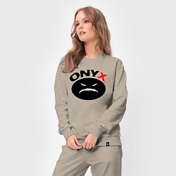 Костюм хлопковый женский Onyx logo black, цвет: миндальный — фото 2