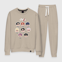 Костюм хлопковый женский Stray Kids Chibi, цвет: миндальный