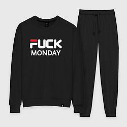 Костюм хлопковый женский Fuck monday, fila, anti-brand, цвет: черный