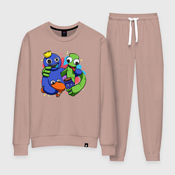 Костюм хлопковый женский Персонажи игры Радужные друзья, цвет: пыльно-розовый