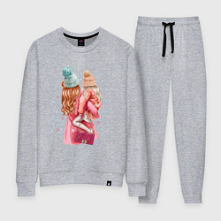 Костюм хлопковый женский Мама с дочкой, цвет: меланж