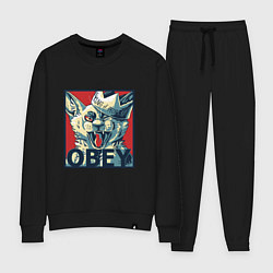 Костюм хлопковый женский Царь людей - подчиняйтесь, цвет: черный