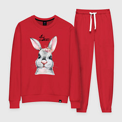 Костюм хлопковый женский Кролик - символ 2023 года, цвет: красный