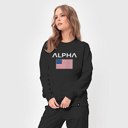 Костюм хлопковый женский Alpha USA, цвет: черный — фото 2