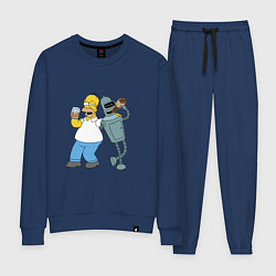 Костюм хлопковый женский Drunk Homer and Bender, цвет: тёмно-синий
