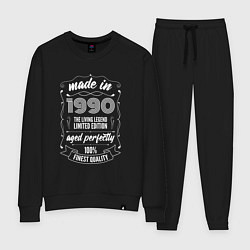 Костюм хлопковый женский Made in 1990 retro old school, цвет: черный