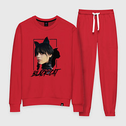 Костюм хлопковый женский Wednesday Black cat, цвет: красный