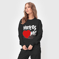 Костюм хлопковый женский Haters love me, цвет: черный — фото 2