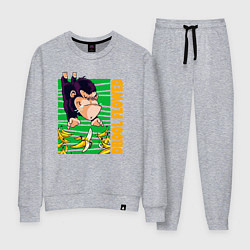 Костюм хлопковый женский Обезьяна ловит бананы, цвет: меланж