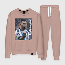 Костюм хлопковый женский Viva la Argentina - Lionel Messi - world champion, цвет: пыльно-розовый