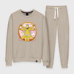 Костюм хлопковый женский Канонические пропорции Гомера Симпсона - remake, цвет: миндальный