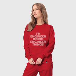 Костюм хлопковый женский Im engineer doing engineer things, цвет: красный — фото 2