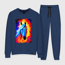 Костюм хлопковый женский Огнегривый конь со звездой на лбу, цвет: тёмно-синий