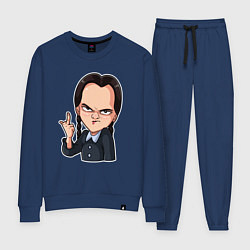 Костюм хлопковый женский Уэнсдэй показывает средний палец, цвет: тёмно-синий
