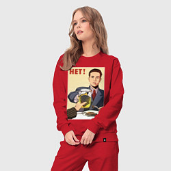 Костюм хлопковый женский Кротовуха советский плакат, цвет: красный — фото 2