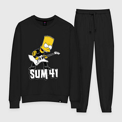 Костюм хлопковый женский Sum41 Барт Симпсон рокер, цвет: черный