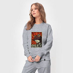 Костюм хлопковый женский Obey frog, цвет: меланж — фото 2