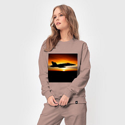 Костюм хлопковый женский Самолёт на закате, цвет: пыльно-розовый — фото 2