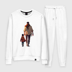 Костюм хлопковый женский Отец вместе с сыном, цвет: белый