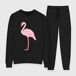 Костюм хлопковый женский Фламинго розовый, цвет: черный