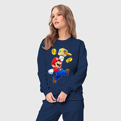 Костюм хлопковый женский Марио сбивает монетки, цвет: тёмно-синий — фото 2