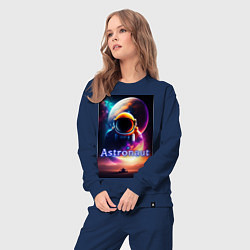 Костюм хлопковый женский Астронавт и марсоход, цвет: тёмно-синий — фото 2