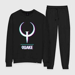 Костюм хлопковый женский Quake в стиле glitch и баги графики, цвет: черный