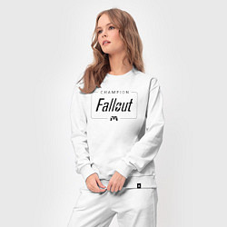 Костюм хлопковый женский Fallout gaming champion: рамка с лого и джойстиком, цвет: белый — фото 2