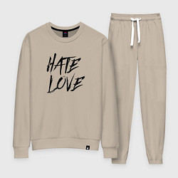 Костюм хлопковый женский Hate love Face, цвет: миндальный