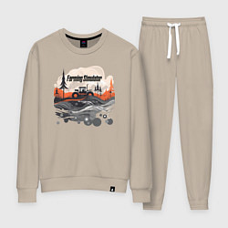 Костюм хлопковый женский Farming Simulator - Vector flat, цвет: миндальный