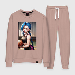 Костюм хлопковый женский Jinx с мячом, цвет: пыльно-розовый