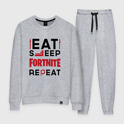 Женский костюм Надпись: eat sleep Fortnite repeat