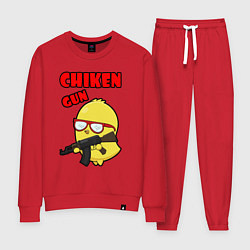 Костюм хлопковый женский Chicken machine gun, цвет: красный