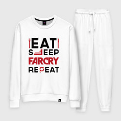 Костюм хлопковый женский Надпись: eat sleep Far Cry repeat, цвет: белый