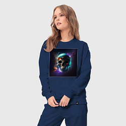 Костюм хлопковый женский Космический череп - нейросеть, цвет: тёмно-синий — фото 2