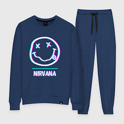Костюм хлопковый женский Nirvana glitch rock, цвет: тёмно-синий