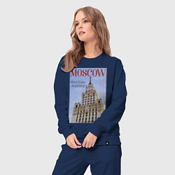 Костюм хлопковый женский Москва на обложке журнала ретро, цвет: тёмно-синий — фото 2