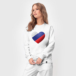 Костюм хлопковый женский Флаг России в сердце, цвет: белый — фото 2