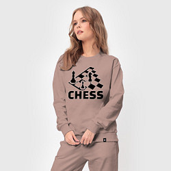 Костюм хлопковый женский Chess game, цвет: пыльно-розовый — фото 2